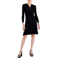 Petites Womens Ribbed Rayon Sweaterdress