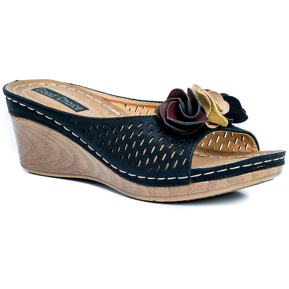 Juliet Womens Cushioned Footbed Faux Leather Wedge Sandals