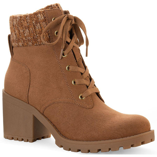 Romina Womens Knit Ankle Combat & Lace-up Boots