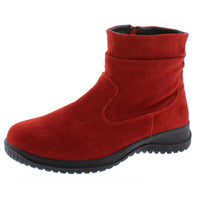 Boston Souch Womens Suede Side Zipper Ankle Boots Red