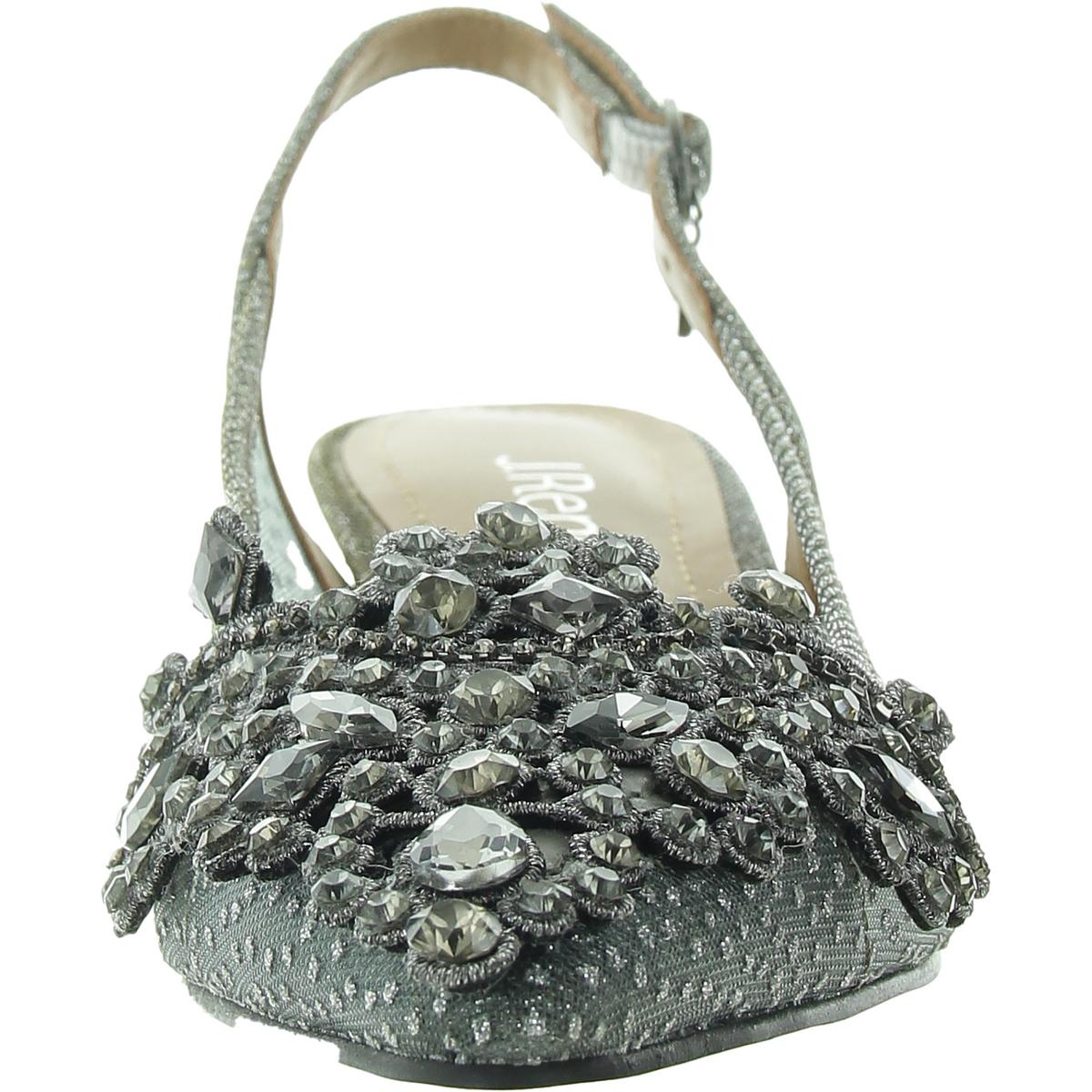 Womens Embellished Metallic Slingback Heels