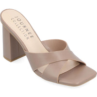 Chazz Womens Faux Leather Slip On Heels 11 Medium Taupe