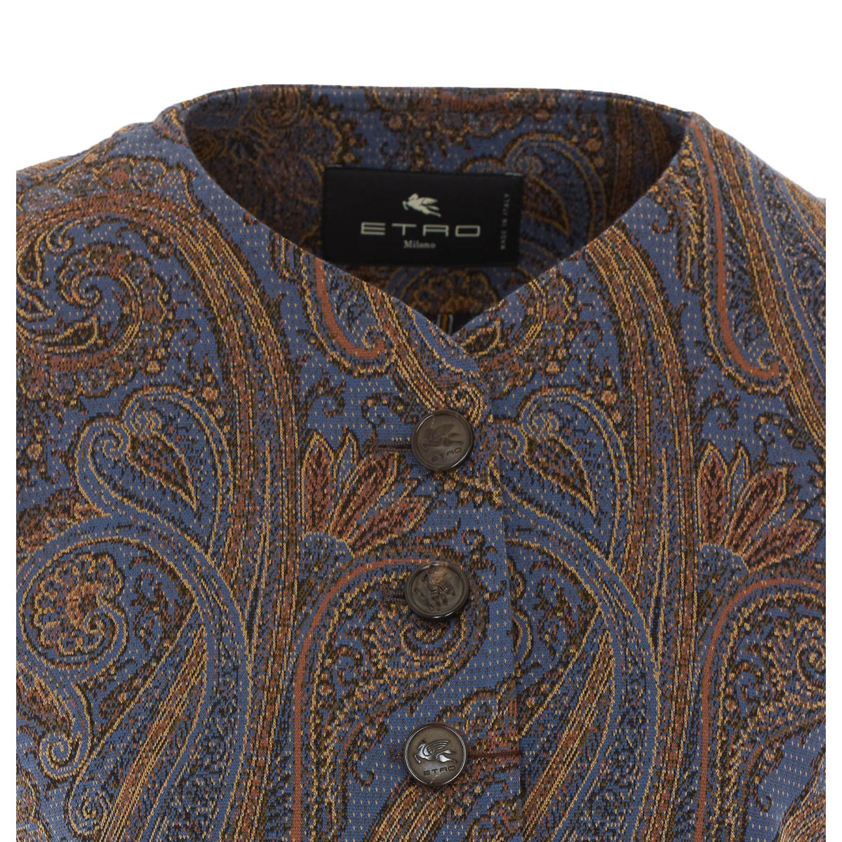 Etro Women Jacquard Cotton Blend Vest With Paisley Pattern