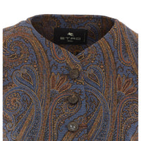 Etro Women Jacquard Cotton Blend Vest With Paisley Pattern