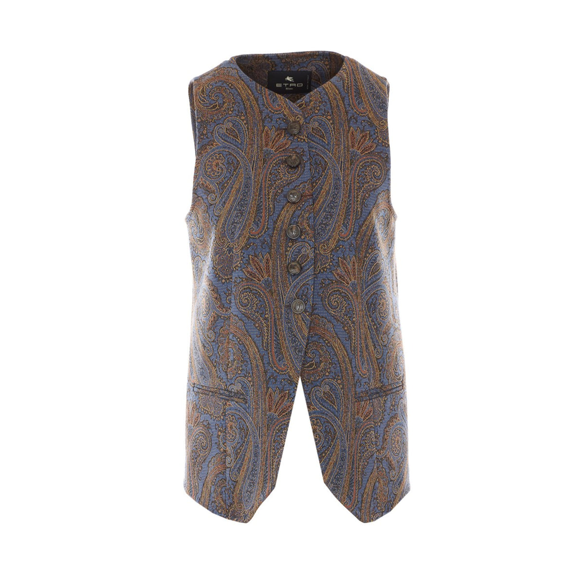 Etro Women Jacquard Cotton Blend Vest With Paisley Pattern