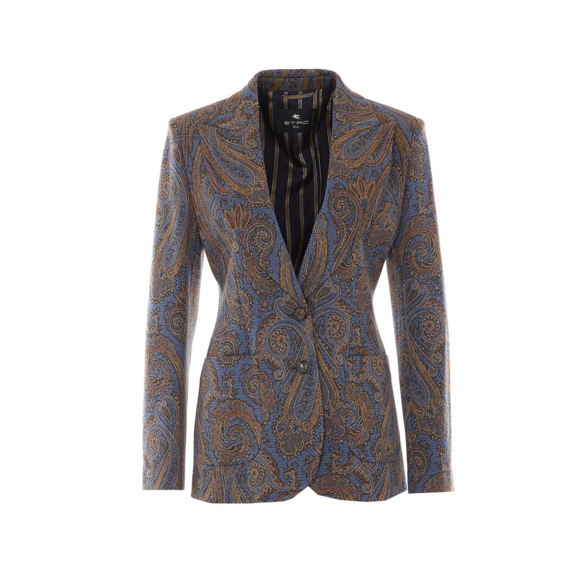 Etro Etro Women Jacquard Single-Breasted Jacket In Cotton Blend With Paisley Pattern