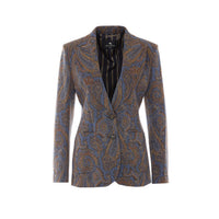 Etro Etro Women Jacquard Single-Breasted Jacket In Cotton Blend With Paisley Pattern