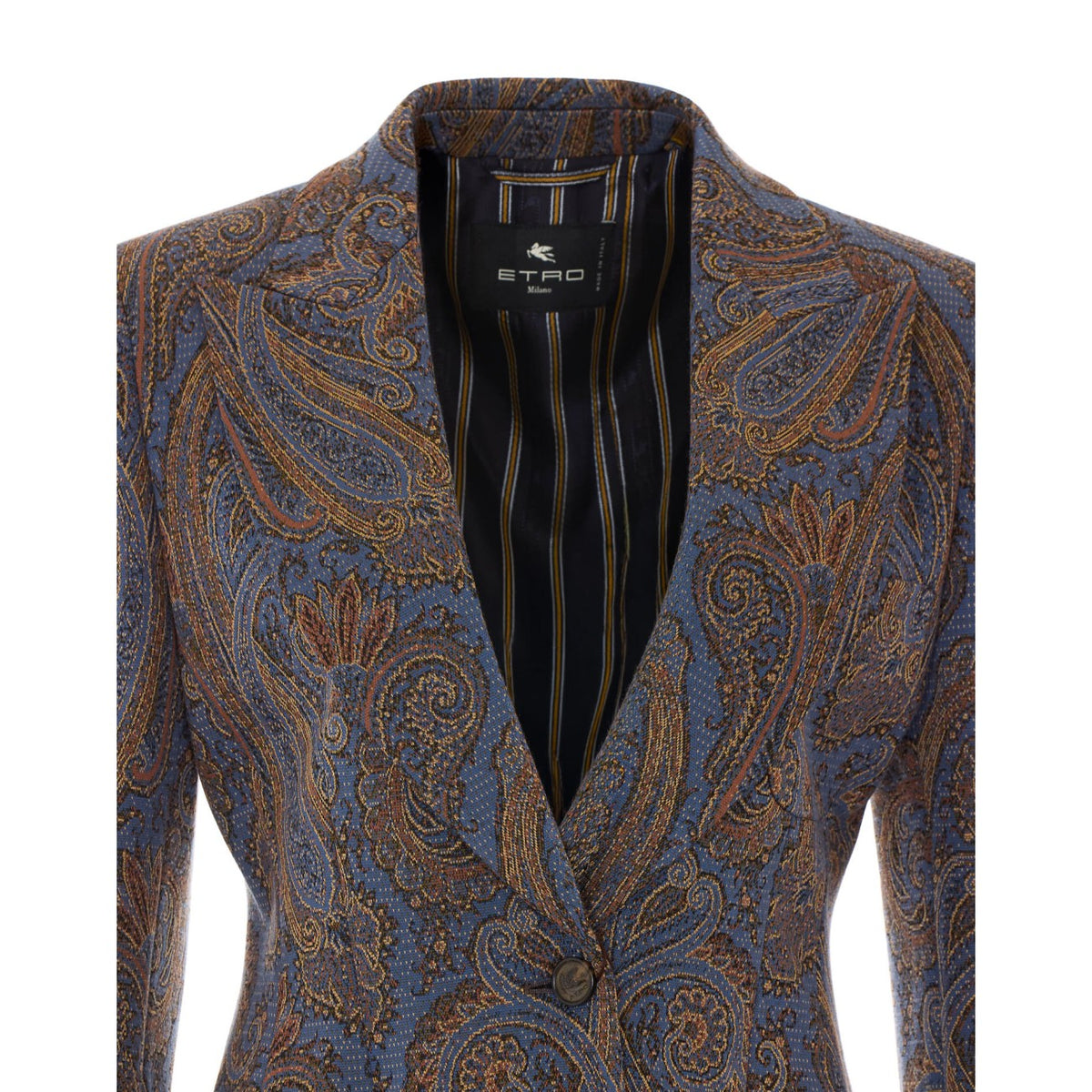 Etro Etro Women Jacquard Single-Breasted Jacket In Cotton Blend With Paisley Pattern