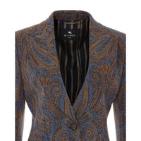 Etro Etro Women Jacquard Single-Breasted Jacket In Cotton Blend With Paisley Pattern