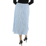 Womens Striped Handkerchief Hem Pleated Skirt