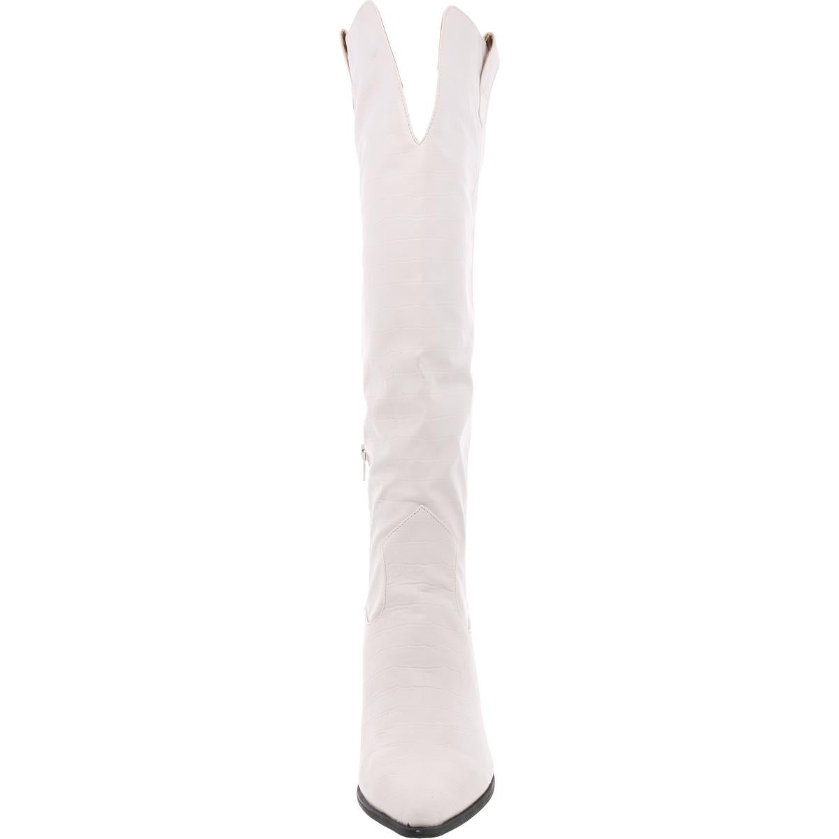 Womens Block Heel Manmade Knee-High Boots