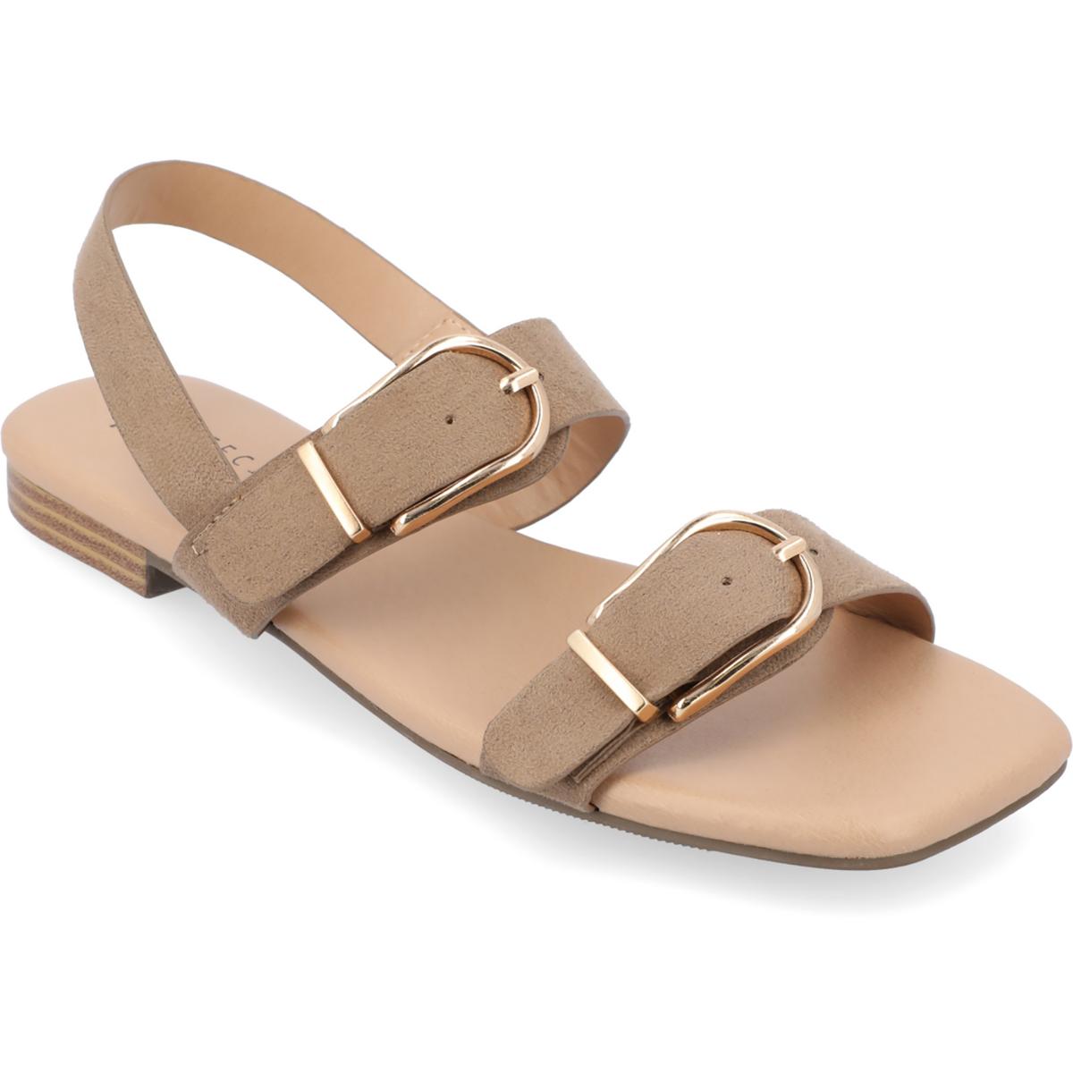 Twylah Womens Buckle Faux Suede Slingback Sandals