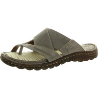Womens Toe Loop Leather Flatform Sandals 6 Medium Taupe Suede