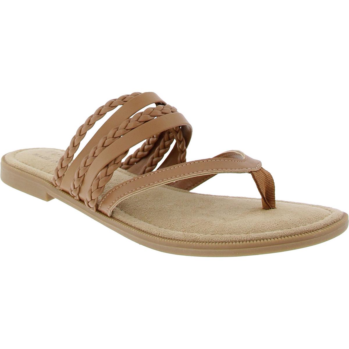 Anji Womens Braided Manmade Strappy Sandals 9.5 Medium Tan