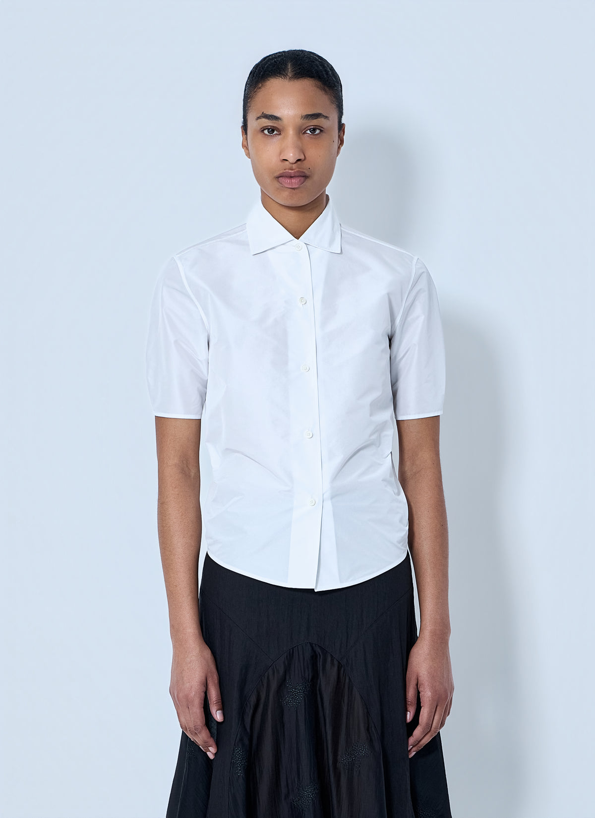 Jil Sander Women Short Sleeve Cotton Poplin Shirt