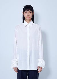 Jil Sander Women Cotton Shirt With Decoratively Finished Cuffs