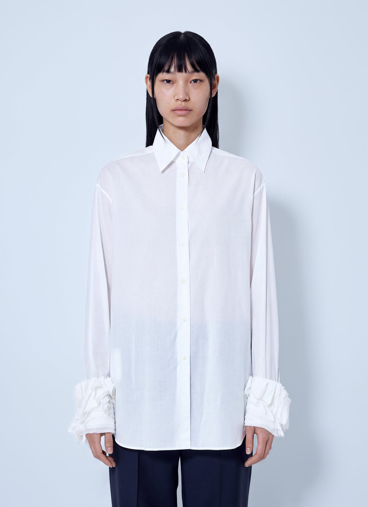 Jil Sander Women Cotton Shirt With Decoratively Finished Cuffs