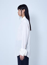 Jil Sander Women Cotton Shirt With Decoratively Finished Cuffs