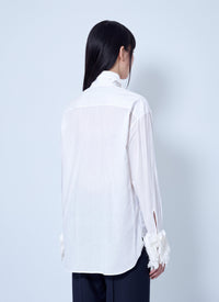 Jil Sander Women Cotton Shirt With Decoratively Finished Cuffs