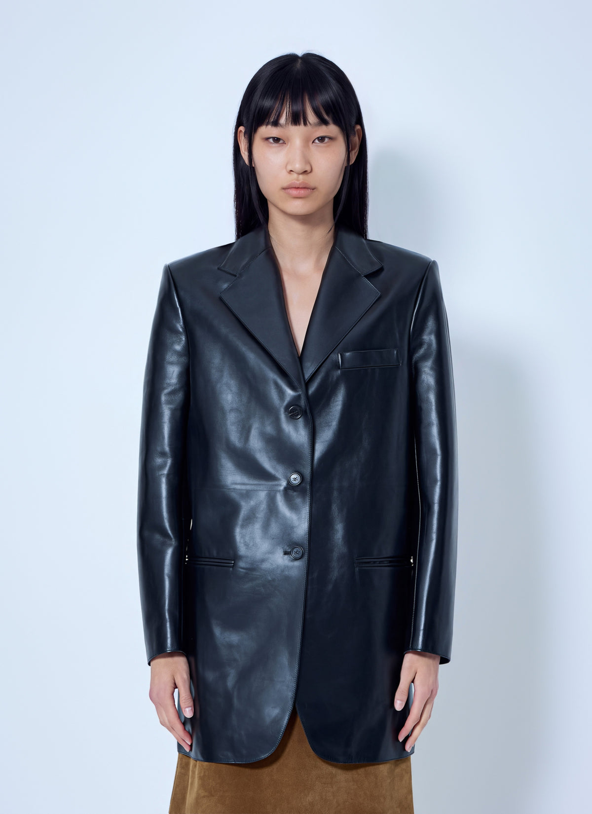 Jil Sander Women Single-Breasted Leather Blazer