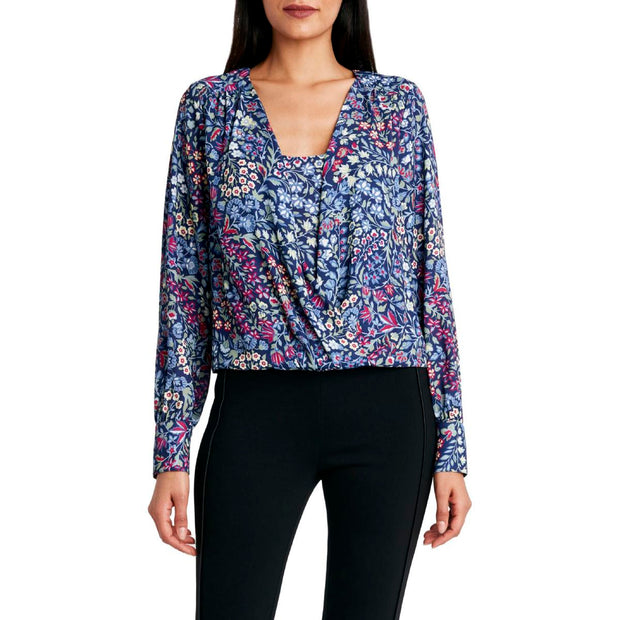 Womens Floral Print Layered Blouse