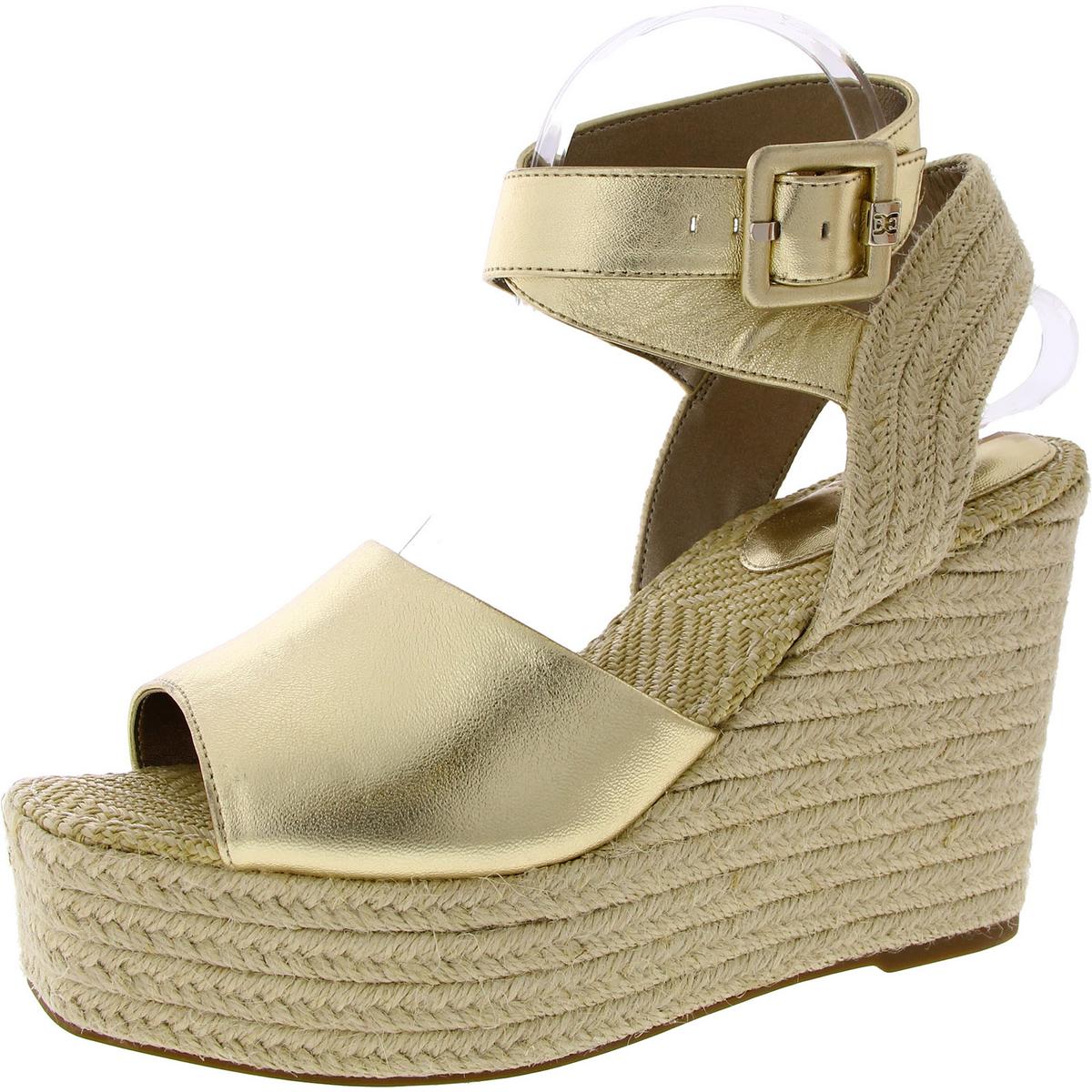 Vada Womens Criss-Cross Front Wedge Platform Sandals 10 Medium Gold