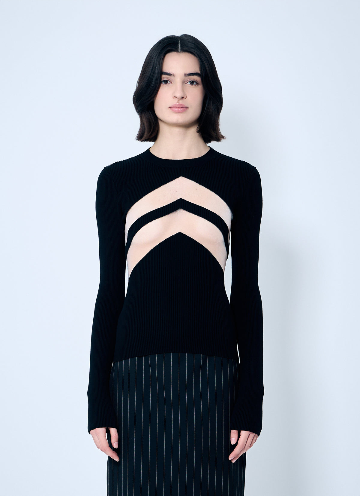 Jean Paul Gaultier Jean Paul Gaultier Women Rib Sweater With Transparent Panels