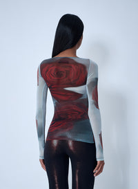 Jean Paul Gaultier Women Blurry Roses Mesh Tank Top
