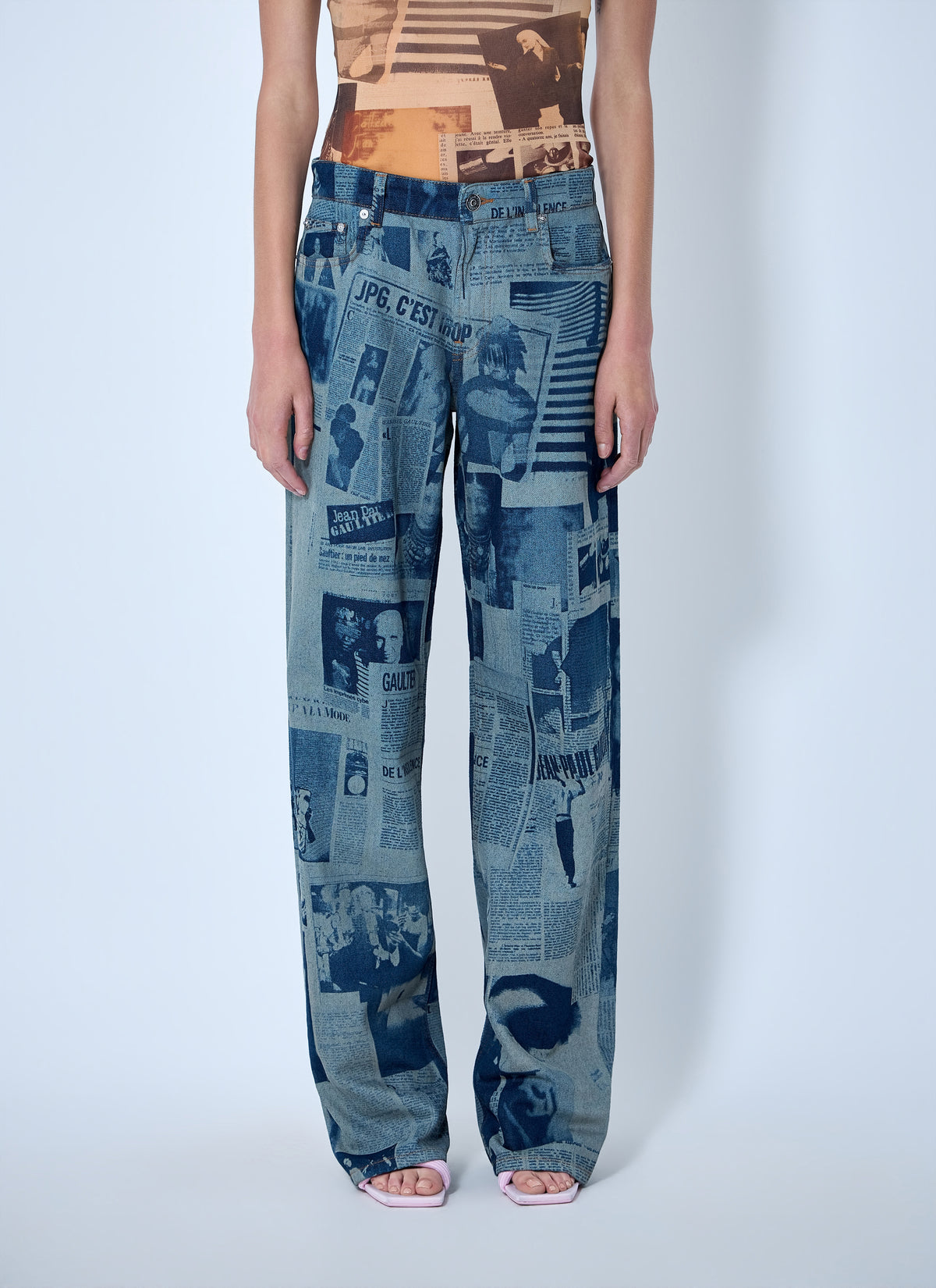 Jean Paul Gaultier Jean Paul Gaultier Women Newspaper Print Jeans