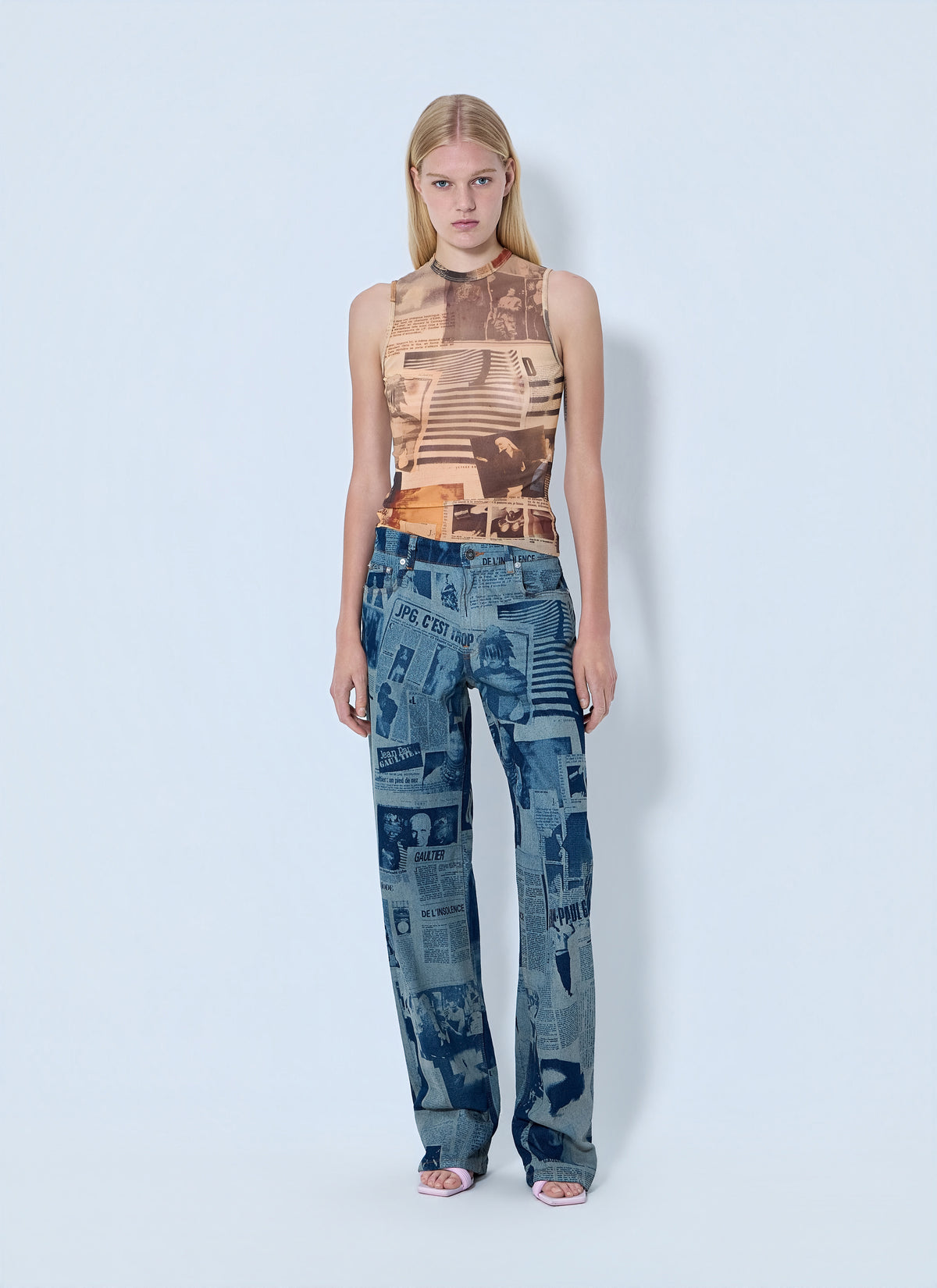 Jean Paul Gaultier Jean Paul Gaultier Women Newspaper Print Jeans
