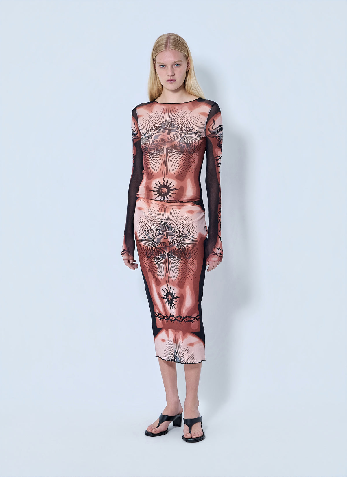 Jean Paul Gaultier Jean Paul Gaultier Women Re-Edition Safe Sex Tattoo Long Skirt