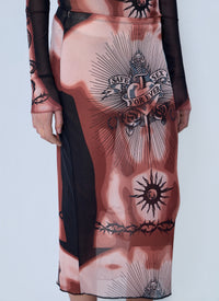 Jean Paul Gaultier Jean Paul Gaultier Women Re-Edition Safe Sex Tattoo Long Skirt