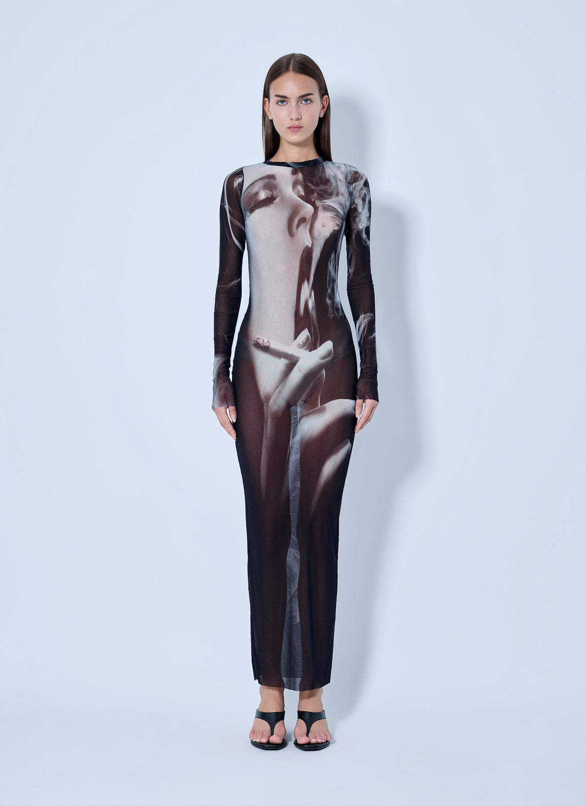 Jean Paul Gaultier Jean Paul Gaultier Women Mesh Printed Smoking Women Long Dress