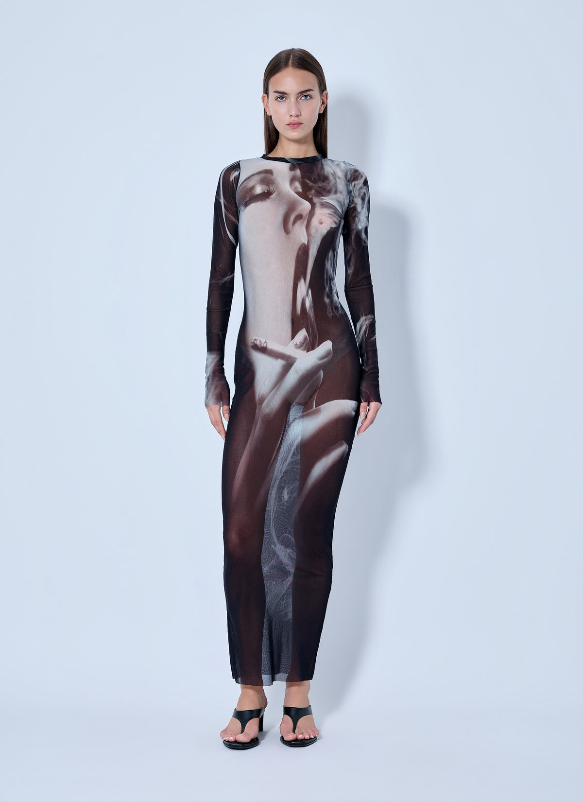 Jean Paul Gaultier Jean Paul Gaultier Women Mesh Printed Smoking Women Long Dress