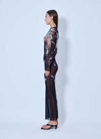 Jean Paul Gaultier Jean Paul Gaultier Women Mesh Printed Smoking Women Long Dress