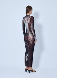 Jean Paul Gaultier Jean Paul Gaultier Women Mesh Printed Smoking Women Long Dress