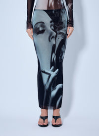 Jean Paul Gaultier Jean Paul Gaultier Women Mesh Printed Smoking Women Long Skirt