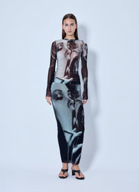 Jean Paul Gaultier Jean Paul Gaultier Women Mesh Printed Smoking Women Long Skirt