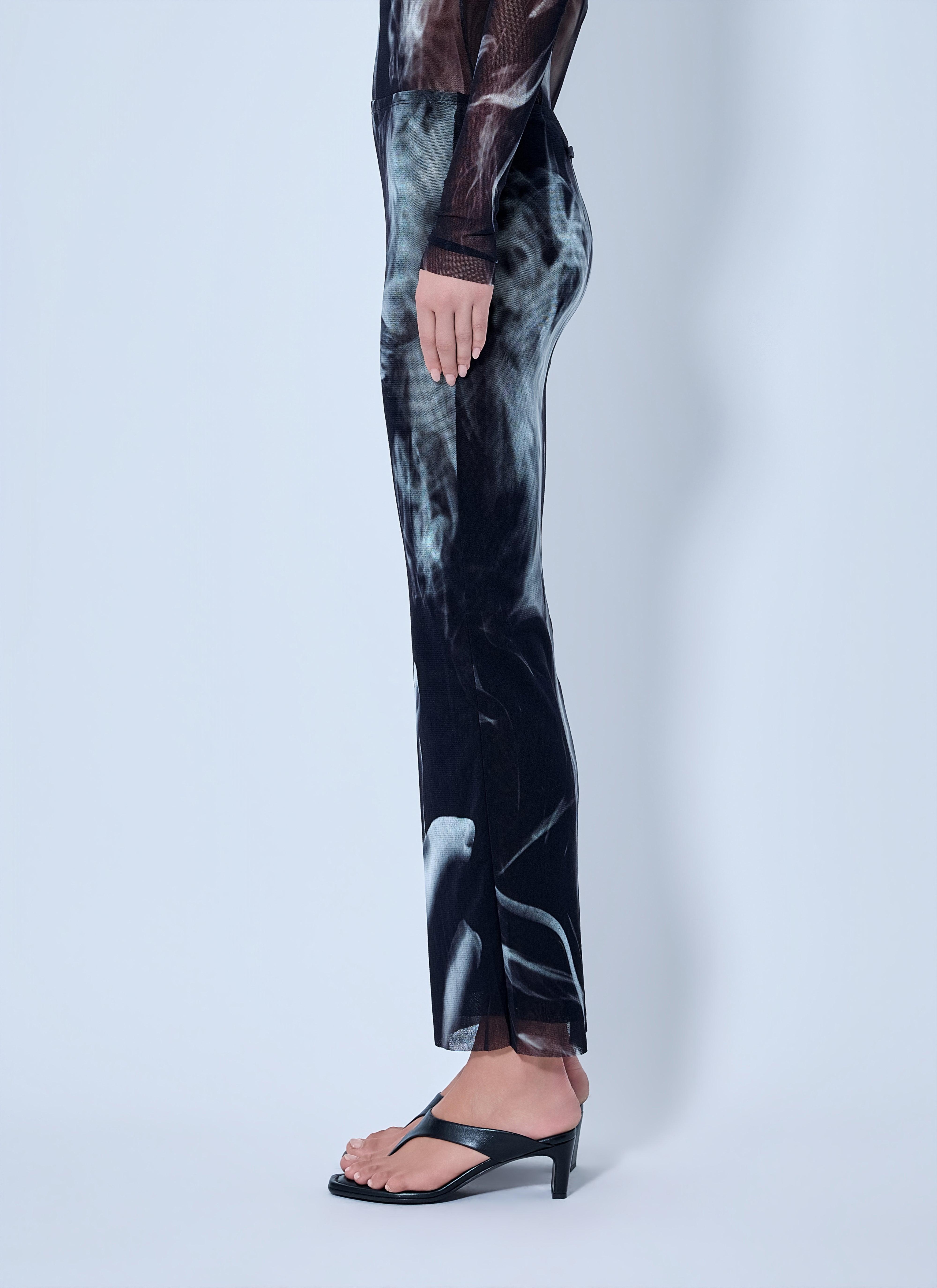 Jean Paul Gaultier Women Mesh Printed Smoking Women Long Skirt