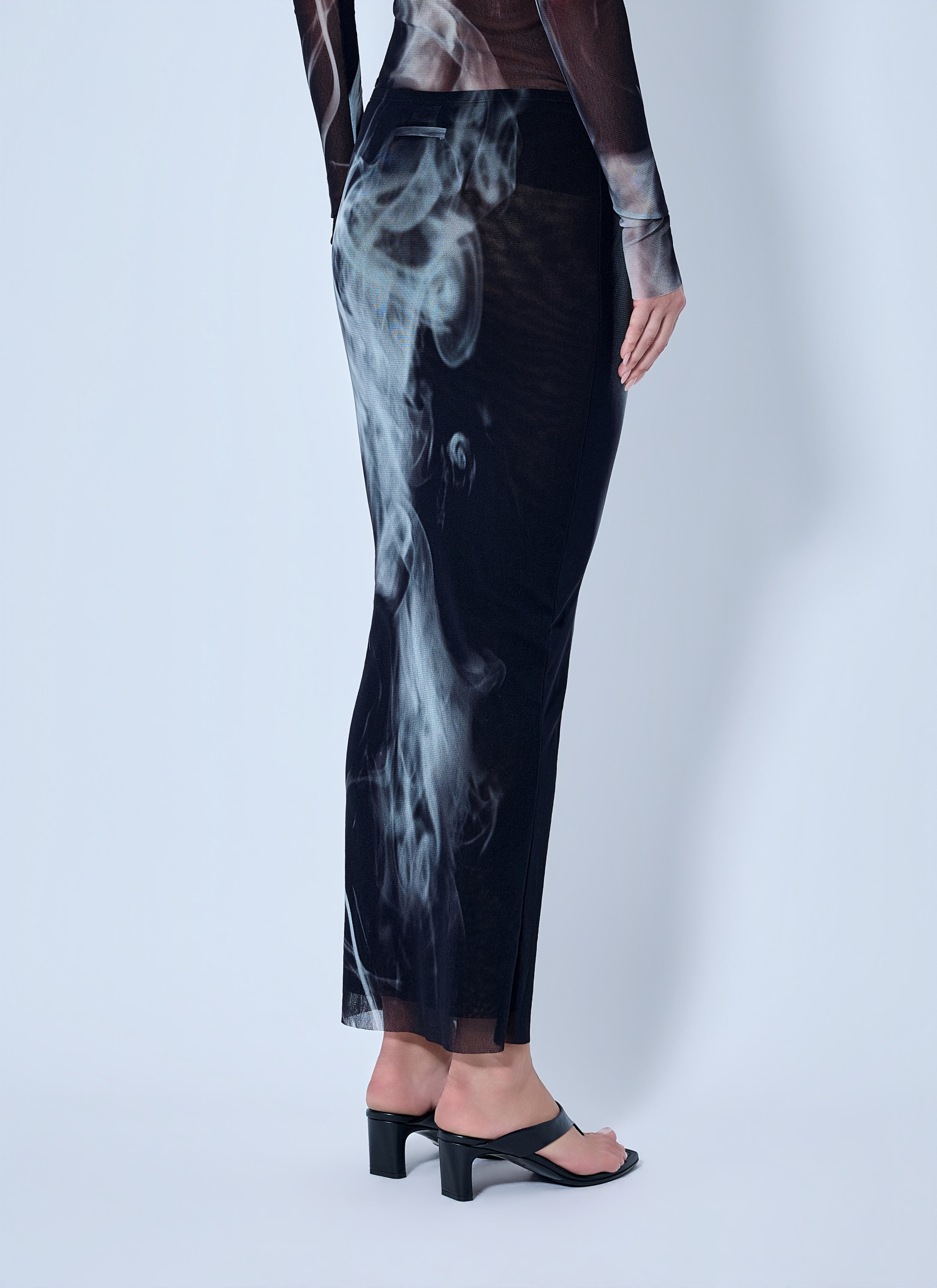 Jean Paul Gaultier Women Mesh Printed Smoking Women Long Skirt