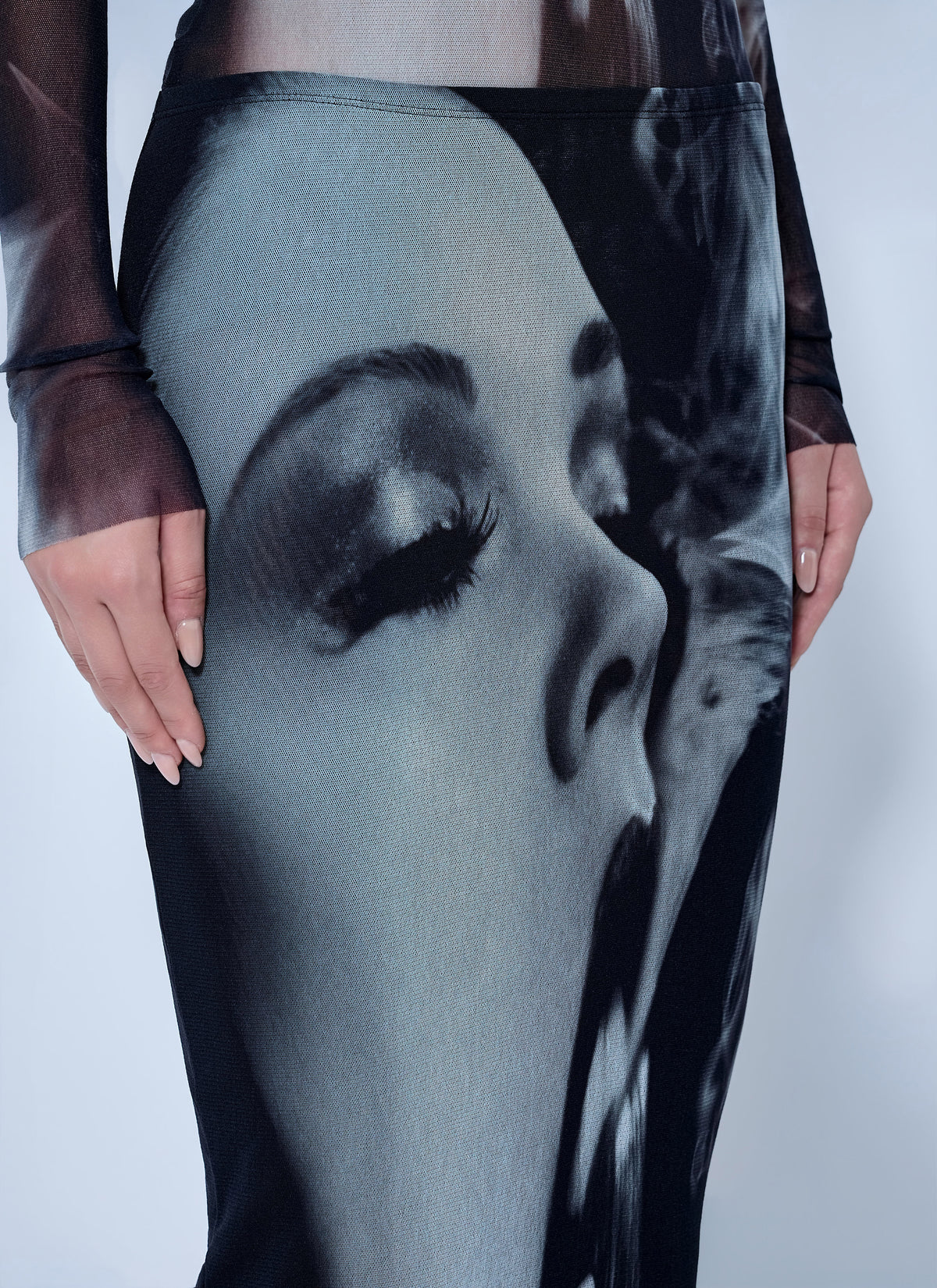 Jean Paul Gaultier Jean Paul Gaultier Women Mesh Printed Smoking Women Long Skirt