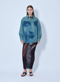 Jean Paul Gaultier Jean Paul Gaultier Women Face Print Oversized Denim Shirt