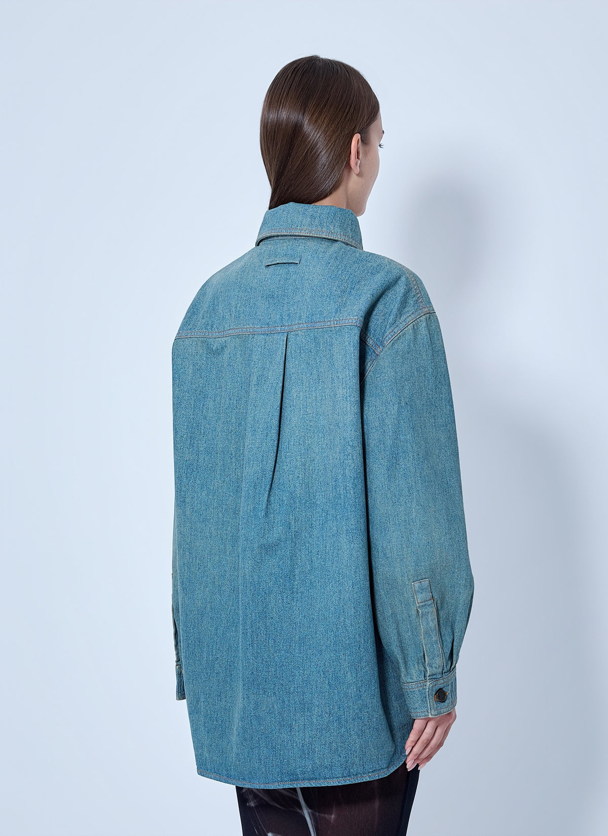 Jean Paul Gaultier Jean Paul Gaultier Women Face Print Oversized Denim Shirt