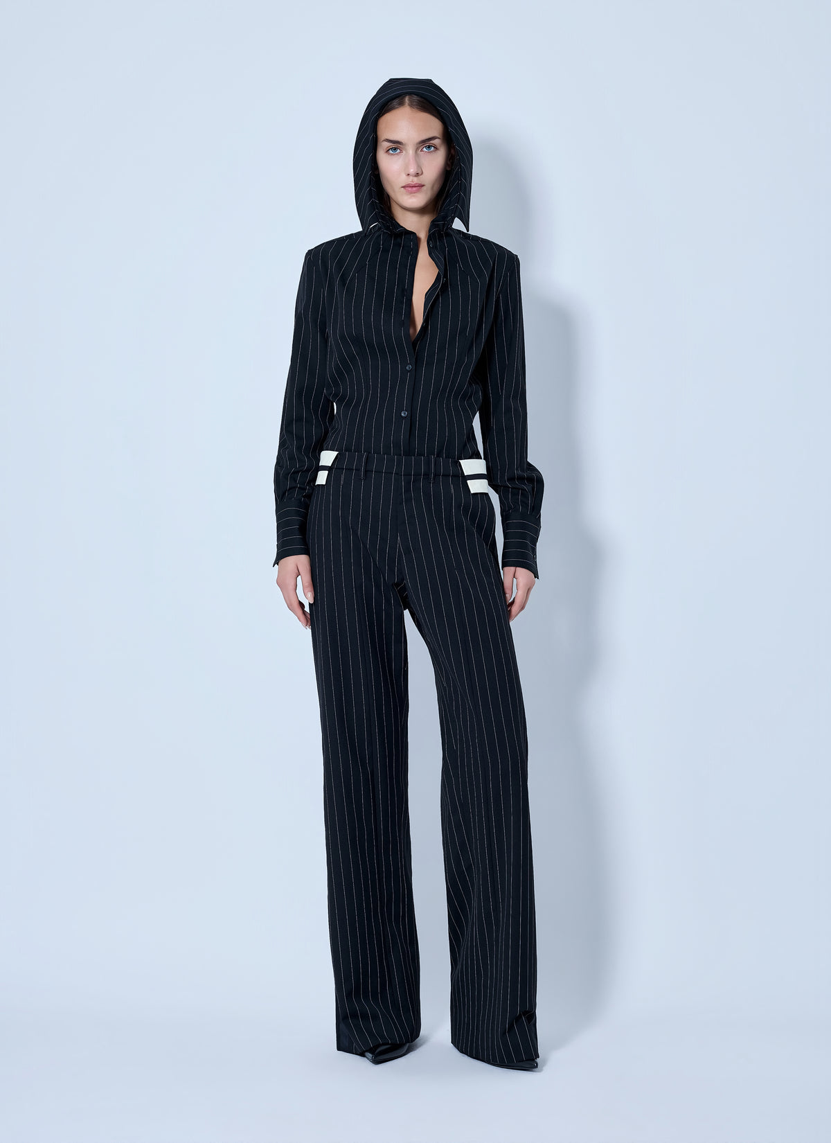 Jean Paul Gaultier Women Hooded Striped Shirt
