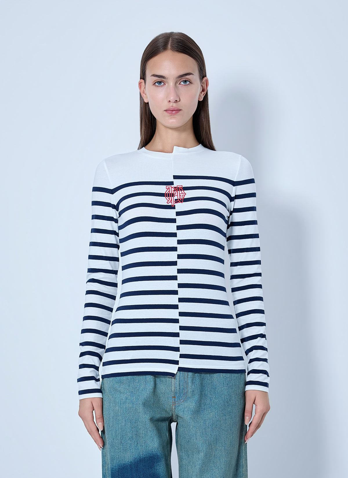 Jean Paul Gaultier Women Striped Crewneck Long-Sleeve Top