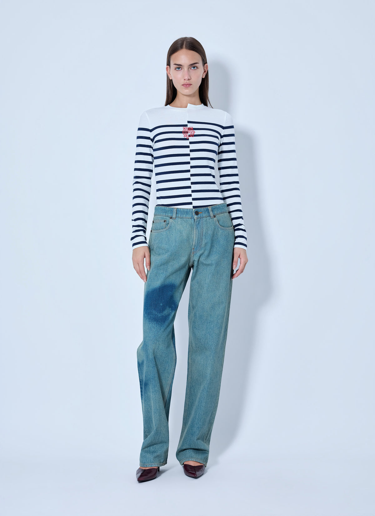 Jean Paul Gaultier Women Striped Crewneck Long-Sleeve Top