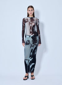 Jean Paul Gaultier Jean Paul Gaultier Women Mesh Printed Smoking Women Long Sleeves Top