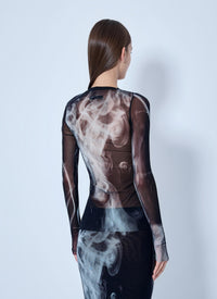 Jean Paul Gaultier Jean Paul Gaultier Women Mesh Printed Smoking Women Long Sleeves Top
