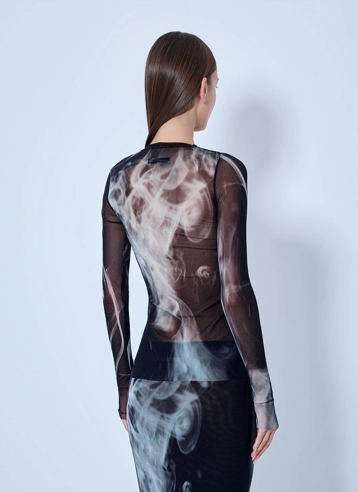 Jean Paul Gaultier Jean Paul Gaultier Women Mesh Printed Smoking Women Long Sleeves Top