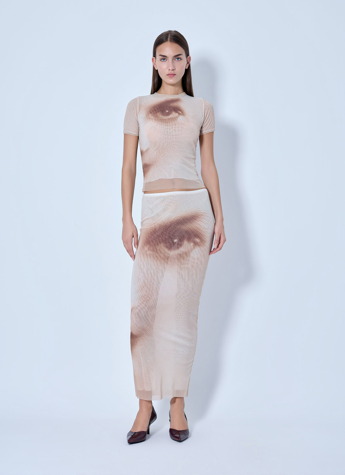 Jean Paul Gaultier Jean Paul Gaultier Women Mesh Face-Print Baby T-Shirt